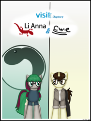 Size: 1750x2333 | Tagged: safe, artist:99999999000, imported from derpibooru, oc, oc only, oc:cwe, oc:li anna, gecko, pony, comic:visit, clothes, comic, female, glasses, male