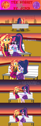 Size: 3831x11709 | Tagged: safe, artist:jcpreactyt, imported from derpibooru, sci-twi, sunset shimmer, twilight sparkle, equestria girls, bench, blushing, blushing profusely, embarrassed, female, geode of empathy, geode of telekinesis, lesbian, magical geodes, scitwishimmer, shipping, sunset, sunsetsparkle