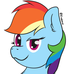 Size: 500x500 | Tagged: safe, artist:exobass, imported from derpibooru, rainbow dash, pony, bust, colored, female, flat colors, mare, simple background, smug, solo, transparent background