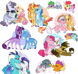 Size: 3914x3687 | Tagged: safe, artist:moccabliss, imported from derpibooru, apple bloom, applejack, clear sky, coloratura, diamond tiara, fluttershy, gabby, gilda, inky rose, petunia paleo, pinkie pie, princess ember, rainbow dash, rarity, scootaloo, silver spoon, smolder, spike, sunset shimmer, sweetie belle, trixie, twilight sparkle, alicorn, dragon, earth pony, griffon, pegasus, pony, unicorn, clearjack, colorarose, colorashy, colorashyrose, crack shipping, curved horn, diamondbloom, dragoness, emberity, female, gabbybelle, gildapie, headcanon in the description, high res, horn, infidelity, inkyshy, leonine tail, lesbian, lying down, male, mane seven, mane six, petunialoo, polyamory, prone, shipping, silverspike, smolbby, smolderbelle, smolgabelle, straight, sunsetdash, transgender, twixie, unicorn twilight
