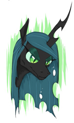 Size: 335x554 | Tagged: safe, artist:jargon scott, imported from derpibooru, queen chrysalis, changeling, changeling queen, bust, eyeshadow, fangs, female, lidded eyes, makeup, simple background, slit eyes, slit pupils, smiling, smirk, solo, white background