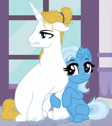 Size: 3624x4096 | Tagged: safe, artist:xleadmarex, imported from derpibooru, prince blueblood, trixie, pony, unicorn, adorable face, angry, annoyed, bluetrix, canterlot, cute, diatrixes, digital, digital art, digital painting, duo, excited, female, frustrated, glass, gritted teeth, growling, hair bun, hairstyle, happy, heart eyes, home, house, hug, ignoring, indoors, inside, irritated, male, male and female, man bun, mare, microsoft, next generation, nuzzling, on the floor, pillar, purple background, rejected, ship, shipping, show accurate, simple background, sitting, smiling, snarling, snuggling, stallion, straight, this will end in death, this will end in pain, this will end in pregnancy, this will end in tears, this will end in tears and/or death, tile, tile floor, tiled floor, tiles, unhappy, wall of tags, window, wingding eyes