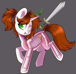 Size: 1997x1960 | Tagged: safe, artist:cloud-fly, imported from derpibooru, oc, oc only, pony, unicorn, commission, dissectibles, organs, solo, sword, weapon, ych result