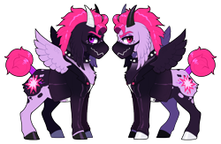Size: 1150x750 | Tagged: safe, alternate version, artist:lastnight-light, imported from derpibooru, oc, oc only, oc:fizzy thunder, pegasus, pony, clothes, fangs, horns, jacket, male, simple background, solo, stallion, transparent background