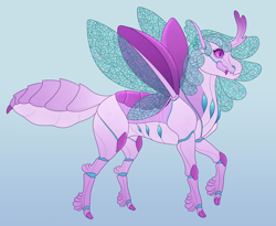 Size: 2672x2190 | Tagged: safe, artist:bluet0ast, imported from derpibooru, oc, oc only, changedling, changeling, pony, changedling oc, changeling oc, female, gradient background, high res, magical lesbian spawn, offspring, parent:princess celestia, parent:twilight sparkle, parents:twilestia