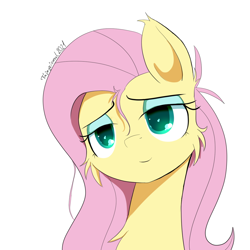 Size: 1080x1080 | Tagged: safe, artist:fajnyziomal, imported from derpibooru, fluttershy, pegasus, pony, cheek fluff, ear fluff, simple background, solo, white background