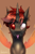 Size: 2000x3000 | Tagged: safe, artist:jedayskayvoker, imported from derpibooru, oc, oc only, oc:skuler, changeling, changeling oc, fangs, gradient background, heterochromia, high res, male, red changeling, scar, smiling, solo, stallion, tongue out