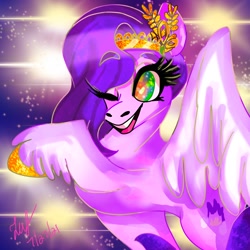 Size: 2048x2048 | Tagged: safe, artist:tipsyjhearts, imported from derpibooru, pipp petals, pegasus, pony, adorapipp, cute, female, g5, high res, mare, one eye closed, open mouth, solo, unshorn fetlocks, wink