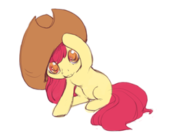 Size: 600x483 | Tagged: safe, artist:noel, imported from derpibooru, apple bloom, earth pony, pony, adorabloom, cowboy hat, cute, female, filly, hat, looking at you, solo, stetson, weapons-grade cute