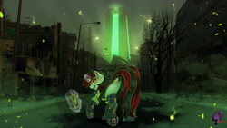 Size: 3840x2160 | Tagged: safe, artist:brainiac, artist:fallfeathers, imported from derpibooru, oc, oc only, oc:blackjack, cyborg, pony, unicorn, fallout equestria, fallout equestria: project horizons, clothes, cybernetic legs, digital painting, fanfic art, female, high res, mare, solo