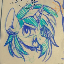 Size: 2048x2048 | Tagged: safe, artist:yaco, artist:yacotheunicorn, imported from derpibooru, dj pon-3, vinyl scratch, pony, unicorn, bust, female, high res, mare, open mouth, sketch, solo, traditional art