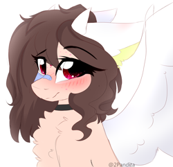 Size: 2072x2000 | Tagged: safe, artist:2pandita, imported from derpibooru, oc, oc only, pegasus, pony, bandaid, bandaid on nose, chest fluff, female, high res, horns, mare, solo