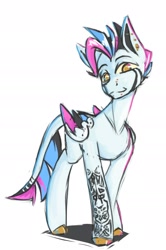 Size: 1286x1931 | Tagged: safe, artist:laptopdj, imported from derpibooru, oc, oc only, pegasus, pony, piercing, simple background, solo, tattoo, white background