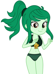 Size: 1024x1390 | Tagged: safe, artist:artemis-polara, artist:emeraldblast63, imported from derpibooru, wallflower blush, human, equestria girls, equestria girls series, forgotten friendship, belly button, bikini, clothes, legs together, ponytail, simple background, solo, swimsuit, transparent background, vector