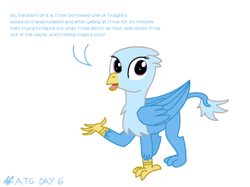 Size: 1094x817 | Tagged: safe, artist:dafiltafish, imported from derpibooru, trixie, griffon, dialogue, female, griffonized, solo, species swap