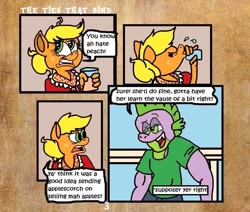 Size: 964x816 | Tagged: safe, artist:tmntfan85, imported from derpibooru, applejack, spike, anthro, applespike, comic, dialogue, female, male, older, older spike, shipping, speech bubble, straight