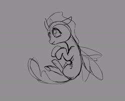 Size: 2076x1674 | Tagged: safe, artist:aliwoodruff, artist:wormdraws, imported from derpibooru, ocellus, changedling, changeling, sketch, solo