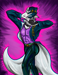 Size: 2489x3241 | Tagged: safe, artist:mixdaponies, imported from derpibooru, oc, oc only, oc:snoopy stallion, anthro, earth pony, anime, anthro oc, earth pony oc, high res, jojo reference, jojo's bizarre adventure