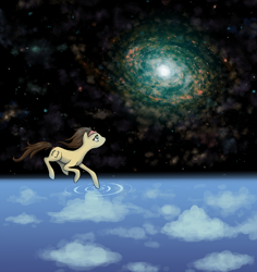 Size: 2380x2520 | Tagged: safe, artist:aliwoodruff, artist:wormologist, imported from derpibooru, oc, oc only, oc:null, earth pony, pony, cloud, galaxy, high res, sky, solo, space