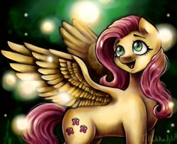 Size: 1171x952 | Tagged: safe, artist:tillukkalilihukka, imported from derpibooru, fluttershy, pegasus, pony, cute, daaaaaaaaaaaw, female, mare, open mouth, shyabetes, solo, spread wings, wings