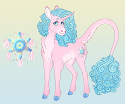 Size: 3300x2728 | Tagged: safe, artist:bluet0ast, imported from derpibooru, oc, oc only, pony, unicorn, abstract background, chest fluff, cloven hooves, colored hooves, female, high res, horn, leonine tail, magical lesbian spawn, mare, offspring, parent:pinkie pie, parent:princess celestia, parents:pinkielestia, solo, unicorn oc