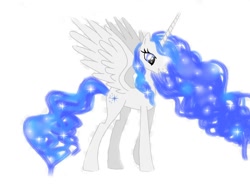 Size: 840x618 | Tagged: safe, artist:goldlines005, imported from derpibooru, oc, oc only, alicorn, pony, alicorn oc, ethereal mane, female, horn, mare, simple background, starry mane, white background, wings