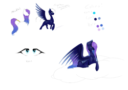 Size: 2400x1700 | Tagged: safe, artist:penrosa, imported from derpibooru, oc, oc only, pegasus, pony, cloud, on a cloud, pegasus oc, reference sheet, simple background, white background, wings