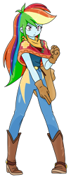 Size: 620x1531 | Tagged: safe, alternate version, artist:batipin, imported from derpibooru, rainbow dash, equestria girls, breasts, clothes, cowboy hat, female, hat, open mouth, poncho, simple background, solo, transparent background