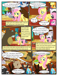 Size: 612x792 | Tagged: safe, artist:newbiespud, edit, edited screencap, imported from derpibooru, screencap, applejack, fluttershy, harry, pinkie pie, rainbow dash, bear, bird, earth pony, pegasus, pony, rabbit, comic:friendship is dragons, magical mystery cure, animal, applejack's hat, carousel boutique, comic, cowboy hat, dialogue, fluttershy's cottage, hat, indoors, onomatopoeia, screencap comic, swapped cutie marks, wings