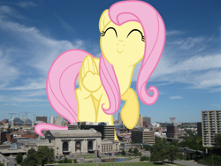 Size: 1600x1200 | Tagged: safe, artist:givralix, artist:thegiantponyfan, imported from derpibooru, fluttershy, pegasus, pony, female, giant pegasus, giant pony, giantess, giantshy, highrise ponies, irl, kansas city, macro, mare, mega giant, missouri, photo, ponies in real life