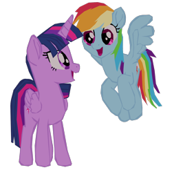 Size: 1280x1258 | Tagged: safe, artist:benpictures1, imported from derpibooru, imported from ponybooru, rainbow dash, twilight sparkle, alicorn, pegasus, my little pony: the movie, duo, duo female, female, inkscape, looking at each other, mare, simple background, transparent background, twilight sparkle (alicorn), vector