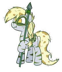 Size: 465x539 | Tagged: safe, artist:cookieboy011, imported from derpibooru, derpy hooves, pegasus, pony, alternate timeline, chrysalis resistance timeline, simple background, solo, spear, weapon, white background