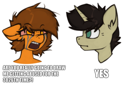 Size: 2019x1394 | Tagged: safe, artist:marsminer, imported from derpibooru, oc, oc only, oc:keith, oc:venus spring, pony, unicorn, braces, crying, female, horn, male, mare, meme, rage, rage face, stallion, tears of rage