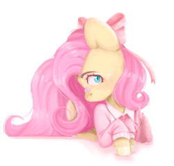 Size: 1280x1216 | Tagged: safe, artist:gailwonderland, imported from derpibooru, fluttershy, pegasus, pony, bow, cute, daaaaaaaaaaaw, female, mare, patch, shyabetes, simple background, solo, white background