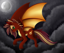 Size: 1879x1552 | Tagged: safe, artist:dreepymom, artist:the-dreepy-mom, imported from derpibooru, oc, oc only, oc:firestorm, bat pony, pony, cloud, male, moon, solo