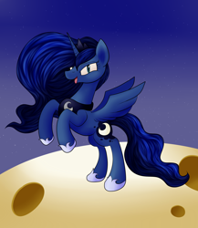 Size: 2000x2300 | Tagged: safe, artist:huffy26, imported from derpibooru, princess luna, alicorn, pony, atg 2021, female, high res, mare, moon, newbie artist training grounds, open mouth, open smile, rearing, smiling, solo, spread wings, wings