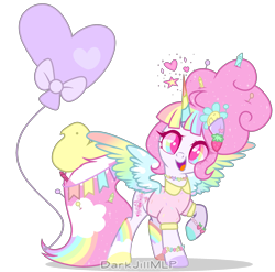 Size: 2256x2231 | Tagged: safe, artist:darkjillmlp123, imported from derpibooru, oc, oc only, oc:sweet pink pop, alicorn, pony, balloon, female, high res, mare, simple background, solo, transparent background