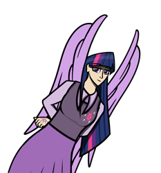 Size: 3377x3618 | Tagged: safe, artist:deroach, imported from derpibooru, twilight sparkle, alicorn, human, fanfic:equestria project humanized, clothes, equestria project humanized, fanfic, fanfic art, high res, humanized, simple background, transparent background, twilight sparkle (alicorn), winged humanization, wings