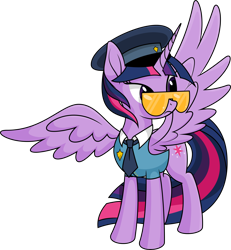 Size: 4316x4672 | Tagged: safe, artist:kopcap94, imported from derpibooru, twilight sparkle, alicorn, pony, absurd resolution, police uniform, simple background, solo, sunglasses, transparent background, twilight sparkle (alicorn), vector