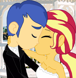 Size: 1988x2036 | Tagged: safe, artist:bigpurplemuppet99, imported from derpibooru, flash sentry, sunset shimmer, equestria girls, female, flashimmer, kissing, male, marriage, shipping, straight, wedding