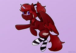 Size: 3508x2480 | Tagged: safe, artist:jellysiek, artist:jellysketch, imported from derpibooru, oc, oc only, alicorn, pony, clothes, cute, flying, high res, raffle prize, socks, solo, striped socks