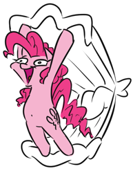 Size: 403x521 | Tagged: safe, artist:jargon scott, imported from derpibooru, pinkie pie, earth pony, pony, belly button, bipedal, clam, female, mare, simple background, solo, white background