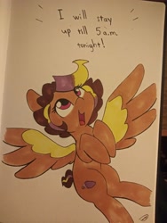 Size: 3072x4096 | Tagged: safe, artist:taurson, imported from derpibooru, oc, oc only, oc:hors, pegasus, pony, atg 2021, female, mare, newbie artist training grounds, solo, spread wings, traditional art, wings