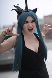 Size: 683x1024 | Tagged: safe, artist:agenttopangalawrence, artist:squibbers, imported from derpibooru, queen chrysalis, human, 2013, clothes, cosplay, costume, fangs, female, irl, irl human, open mouth, photo