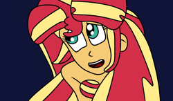 Size: 3000x1750 | Tagged: safe, artist:jadeharmony, artist:jadethepegasus, imported from derpibooru, sunset shimmer, mermaid, fanfic:sunset shimmer discovers her feet, equestria girls, crossover, cute, fanfic, fanfic art, female, mermaidized, part of your world, shimmerbetes, smiley face, smiling, solo, solo female, species swap, the little mermaid