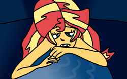 Size: 1131x707 | Tagged: safe, artist:jadeharmony, artist:jadethepegasus, imported from derpibooru, sunset shimmer, mermaid, fanfic:sunset shimmer discovers her feet, equestria girls, crossover, cute, fanfic, fanfic art, female, mermaidized, part of your world, shimmerbetes, solo, solo female, species swap, the little mermaid, underwater