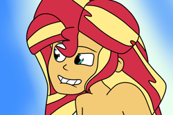 Size: 3000x2000 | Tagged: safe, artist:jadeharmony, artist:jadethepegasus, imported from derpibooru, sunset shimmer, mermaid, fanfic:sunset shimmer discovers her feet, equestria girls, crossover, cute, fanfic, fanfic art, female, high res, lip bite, mermaidized, shimmerbetes, smiling, smirk, solo, solo female, species swap, the little mermaid