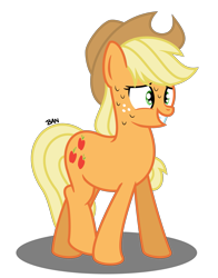 Size: 1875x2389 | Tagged: safe, artist:banquo0, imported from derpibooru, applejack, earth pony, pony, grin, nervous, nervous grin, nervous sweat, simple background, smiling, solo, sweat, transparent background