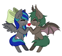 Size: 1000x900 | Tagged: safe, artist:alfury, artist:kittiebases, imported from derpibooru, oc, oc only, oc:draco night, oc:summer breeze (pegasus), base used, bow, commission, hair bow, heart, simple background, transparent background, ych result