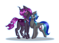 Size: 5500x4000 | Tagged: artist needed, safe, imported from derpibooru, oc, oc only, oc:coco (changeling), oc:summer breeze (pegasus), changeling, pegasus, fangs, pegasus oc, purple changeling, simple background, transparent background, wings